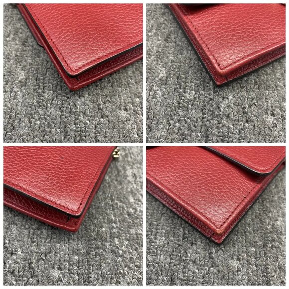 GUCCI Interlocking Wallet On Chain Red Leather Shoulder Bag 470-020725 - Picture 5 of 12